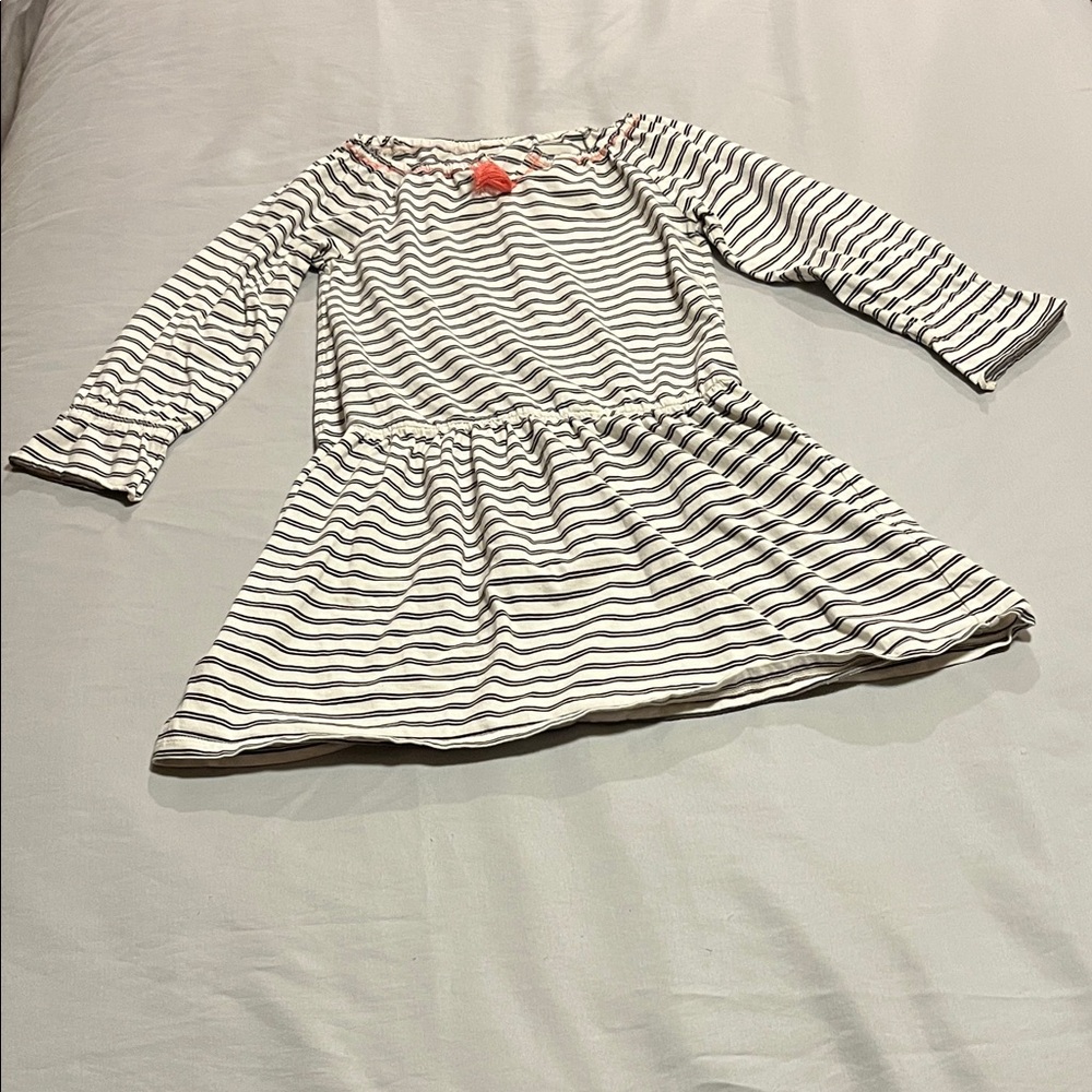 Tea Collection Black and White Striped Dress Girls Size 7 Comfy 100% Cotton